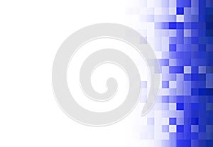 Abstract blue light white background with a grid of squares on the side to the right, mosaic, geometric pattern