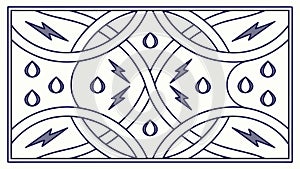 Abstract Blue Lightning and Rain Pattern, vector design Generative AI