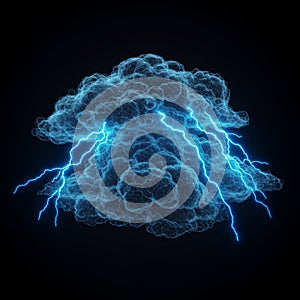 Abstract Blue Lightning Storm Cloud Digital Art