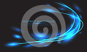 Abstract blue line curve light on black design modern luxury futuristic background vector