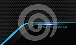 Abstract blue line cyber black on grey metallic circle mesh pattern design modern futuristic background vector