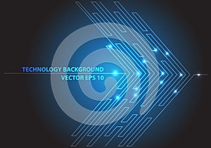 Abstract blue line light arrow circuit futuristic technology network internet graphic design background vector.