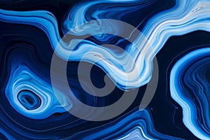 Abstract Blue Liquid Marble Texture Background