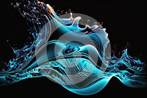 abstract blue liquid wave on black background