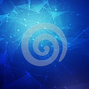 Abstract blue low poly bright technology vector