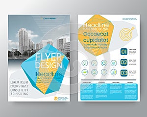 Abstract blue low polygon Brochure annual report cover Flyer Poster design Layout vector template in A4 size