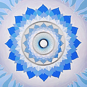 Abstract blue mandala of Vishuddha chakra