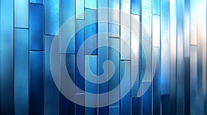 Abstract blue metallic panel wall with reflections. Generative AI