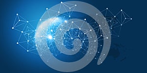 Abstract Blue Minimal Style Cloud Computing, Networks Structure, Telecommunications Concept Design, Network Connections