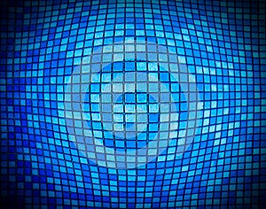 Abstract blue mosaic with the effect of of inflating squares