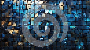 Abstract Blue Mosaic Texture with Shimmering Light Reflections