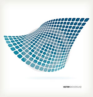 Abstract blue mosaic wave vector background