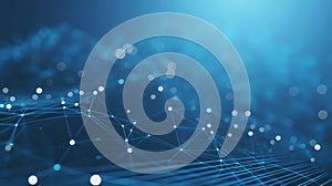 Abstract Blue Network Background with Connected Dots and Lines Illustration