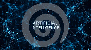 Abstract Blue Network of Connected Dots and Lines Representing Artificial Intelligence technology