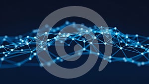 Abstract Blue Network of Connected Glowing Dots and Lines Forming a Complex Web Structure