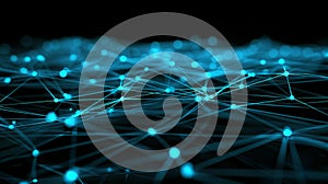 Abstract Blue Network Connection Background, Data, Blockchain, Neural Network, Artificial Intelligence