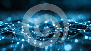 Abstract Blue Network Connection - Data Flow, Digital Technology Background