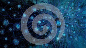 Abstract Blue Network Connection Digital Data Flow