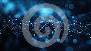 Abstract Blue Network Connections with Bokeh Lights