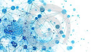 Abstract blue network connections. Concept of technology, science, communication, internet, data