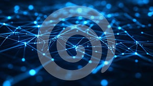 Abstract Blue Network Connections Digital Technology Background