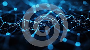 Abstract Blue Network Connections with Glowing Nodes