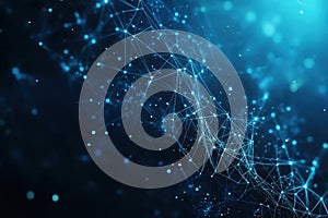 Abstract Blue Network with Glowing Points