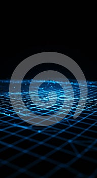 Abstract Blue Network Grid Digital Background