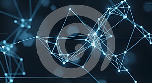 Abstract Blue Network with Hexagonal Bokeh technology