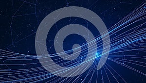 Abstract blue network lines, digital connection, technology background Generative AI