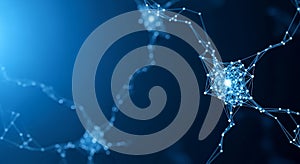 Abstract Blue Neurons Network Connection Brain Activity