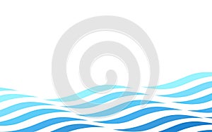 Abstract blue ocean wave lines abstract vector background