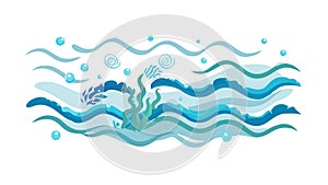 Abstract Blue Ocean Waves Line Pattern, vector design Generative AI