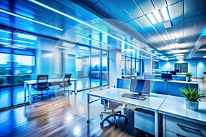 Abstract blue office interior design