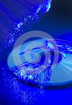 Abstract blue optic fibre background