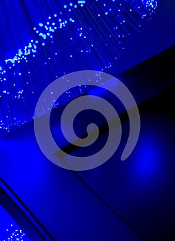 Abstract blue optic fibre background