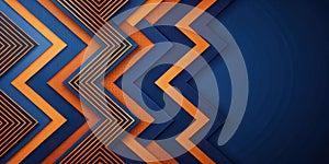 Abstract blue and orange chevron pattern background design. Generative AI