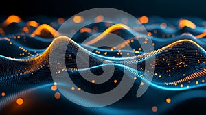 Abstract Blue and Orange Data Wave Background