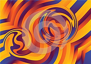Abstract Blue and Orange Gradient Curvature Ripple Lines Background Vector Image
