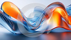 Abstract Blue And Orange Liquid Waves Background