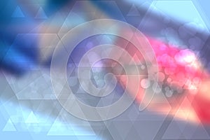 Abstract blue orange modern futuristic technology and business background texture with mixed geometrical figures. Medical