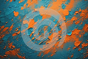 Abstract blue orange teal grainy texture retro background. ai generative