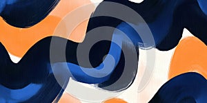 Abstract blue and orange wave pattern with modern brushstrokes