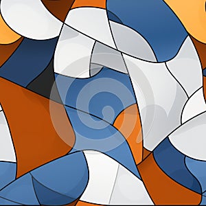 abstract blue orange and white stained glass pattern