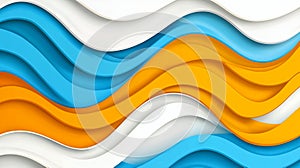 Abstract Blue Orange White Wave Background