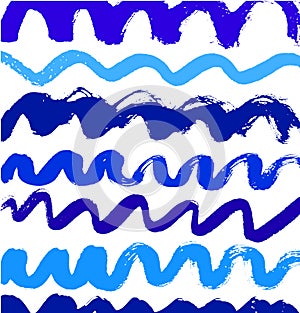 Abstract blue paint pattern with ink lines