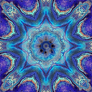 abstract blue painted picture mandala of Vishuddha chakra