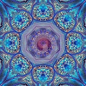 abstract blue painted picture mandala of Vishuddha chakra