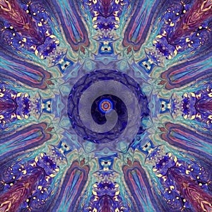 abstract blue painted picture mandala of Vishuddha chakra