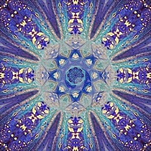 abstract blue painted picture mandala of Vishuddha chakra